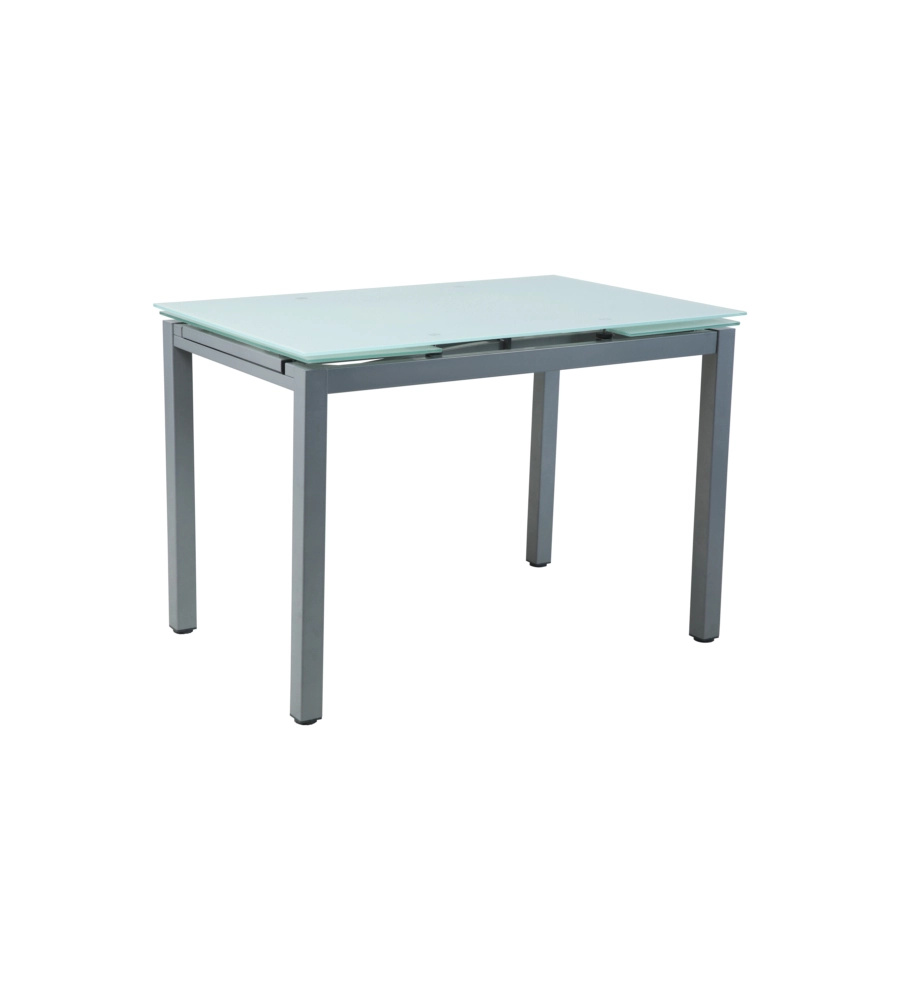 SET PRANZO BELLAHOME "MINORCA" GRIGIO CON TAVOLO ESTENSIBILE IN VETRO 4 SEDUTE
